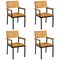 Costway Dining Chair Set of 2/4 with Acacia Wood Backrest Slanted Seat Comfortable Armrests